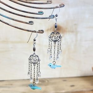 Sterling Silver‎ Bluebird Earrings  Chandelier Birds